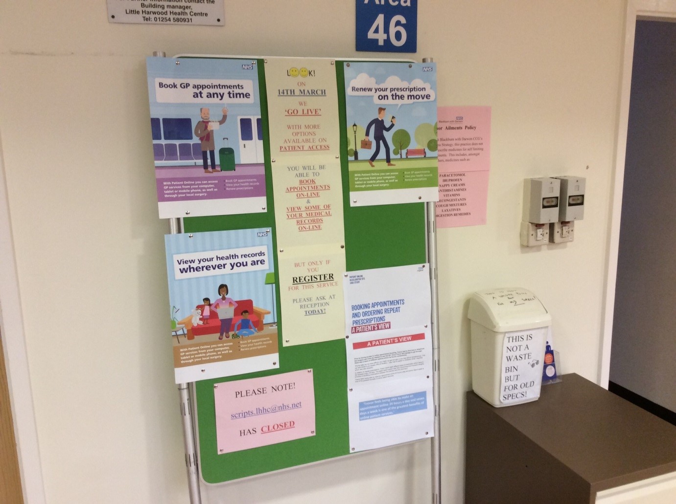 notice board in the surgery